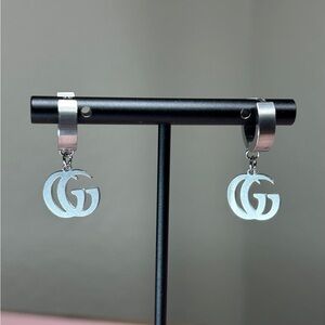 Silver Huggie Dangle Earrings